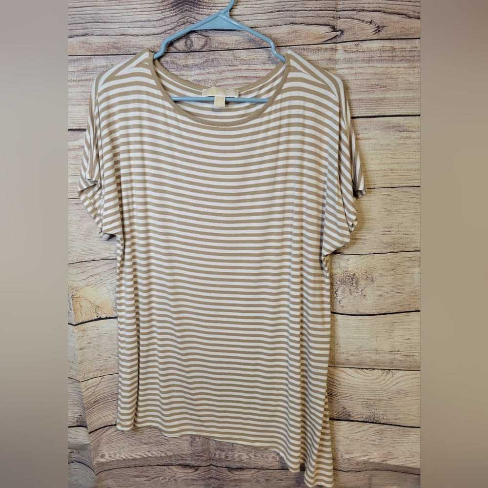 Michael Kors Striped Short Sleeve Blouse
